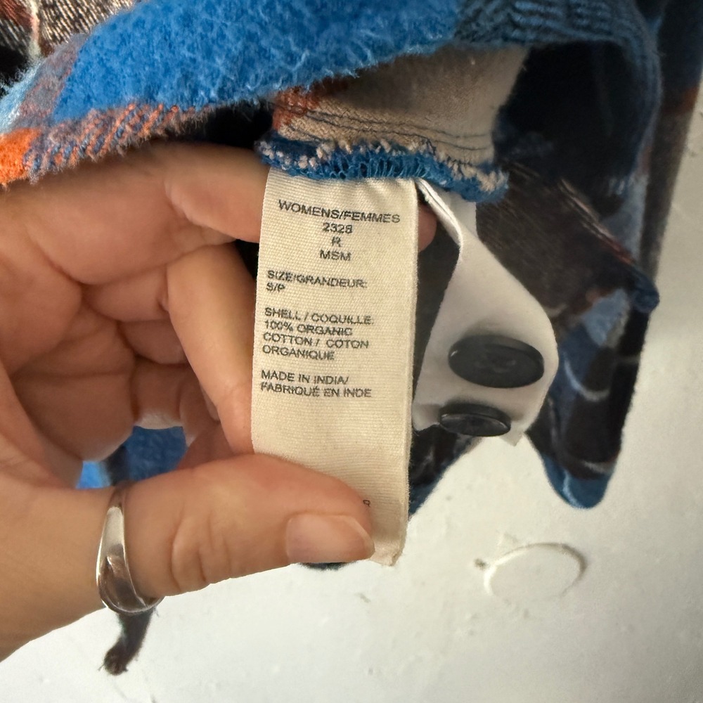 Woolrich Plaid Button Up Shirt Jacket Blue Orange Black Womens S P Outdoor Cabin - Picture 8 of 11